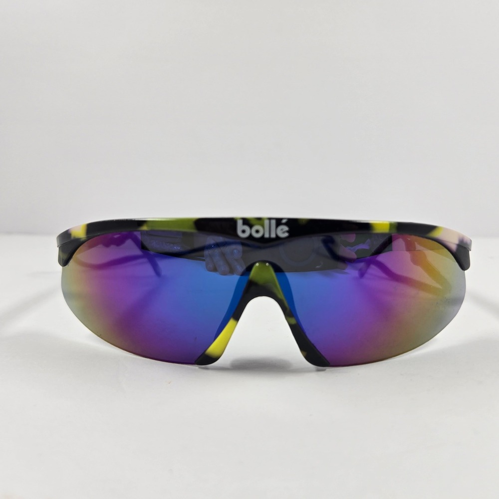 Bolle Vintage Sport Sunglasses Shield Mirror Lens Multi Color Tortoise Frame
